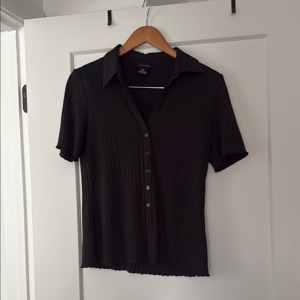 Club Monaco Black Fitted Button Down Shirt